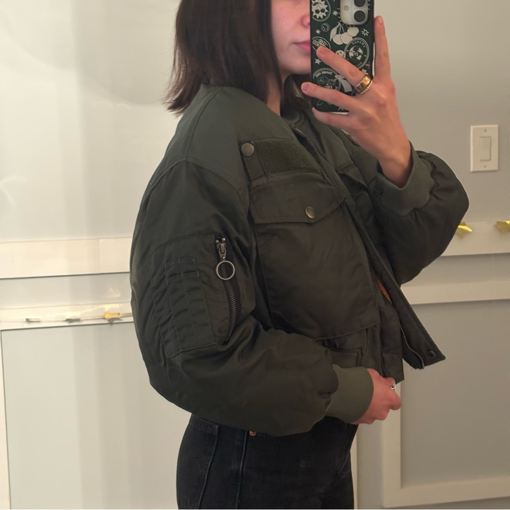 Zara Olive Green Bomber Jacket